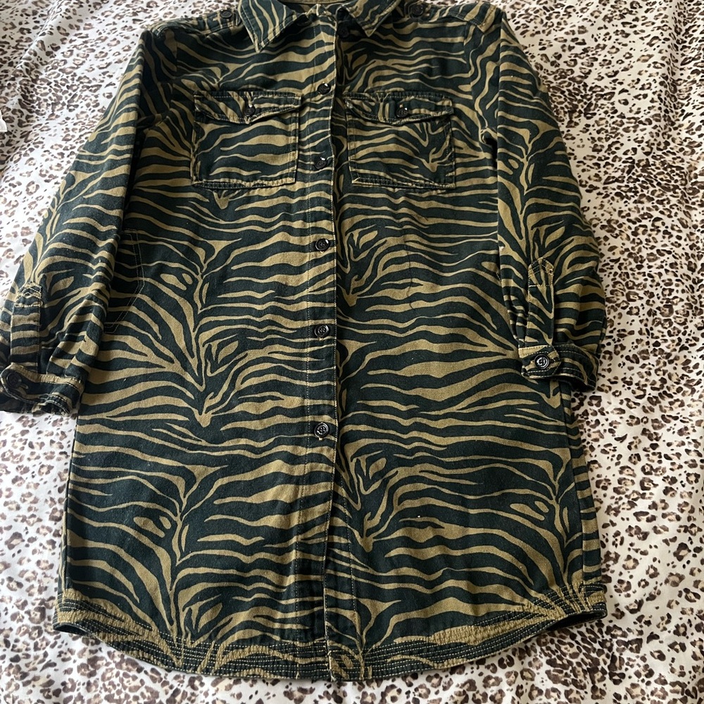 Zara Kids Zebra Print Dress - Black and Army Green